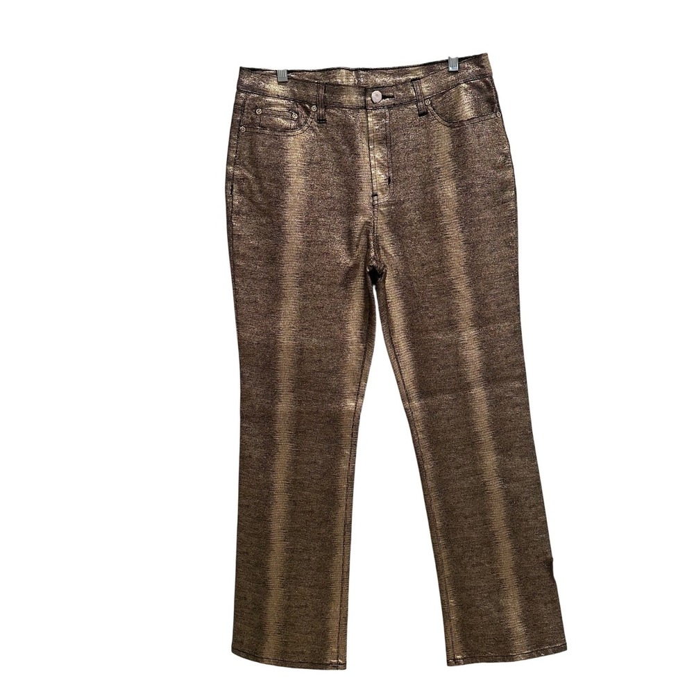 Vintage DG2 by Diane Gilman High‎ Rise Metallic Gold Pants Trousers Size 12